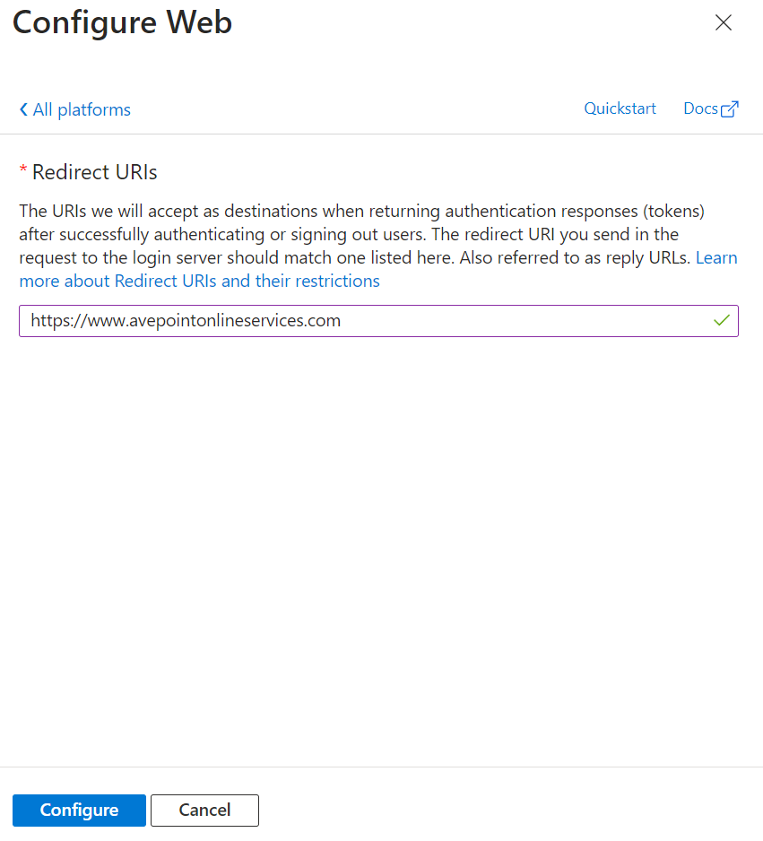 Configure Web panel.