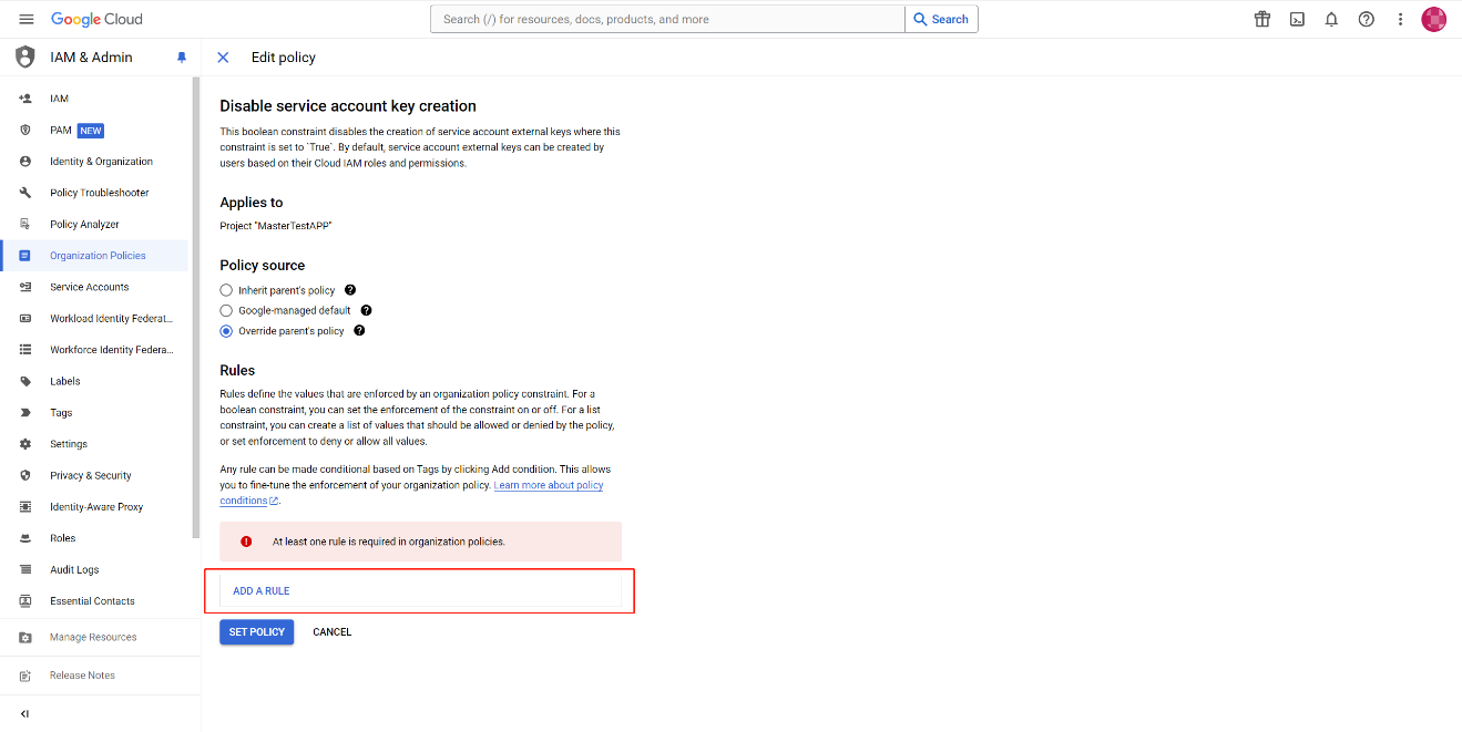Clicking ADD A RULE. Clicking ADD A RULE.