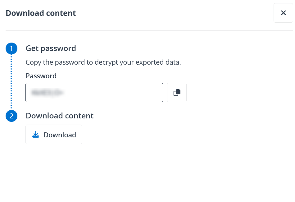 The Download content panel. The Download content panel.