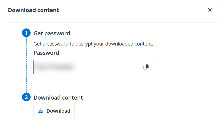 The Download content panel.