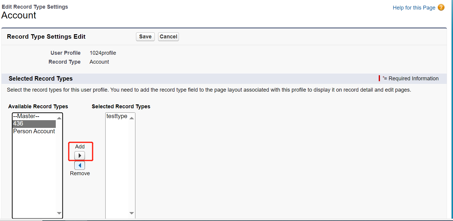 Select the record type for the user.